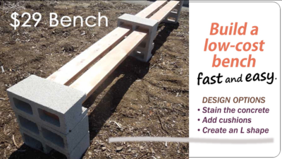 bench made from cement blocks