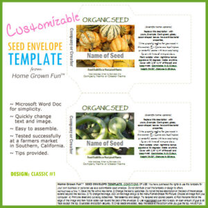 Printable seed envelope template